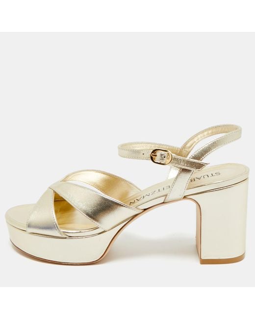 Stuart Weitzman Metallic Leather Carmen Platform Sandals