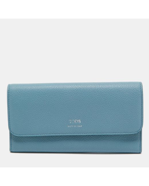 Tod's Blue Light Leather Trifold Continental Wallet