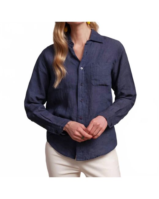 Frances Valentine Blue Perfect Button Down Linen