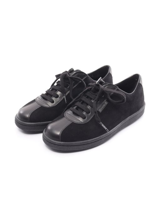 Chanel Black Coco Mark Sneakers Suede Leather