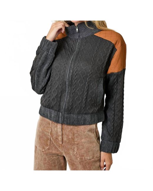Mystree Black Mixed Media Bomber Jacket