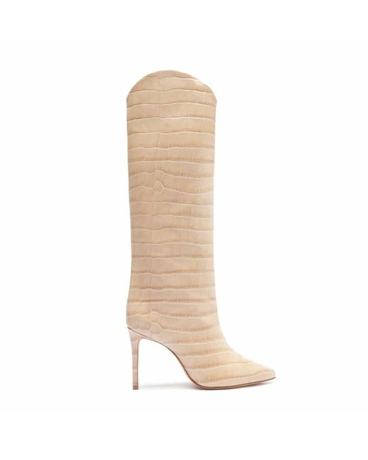 SCHUTZ SHOES Natural Maryana Crocodile-embossed Leather Boot