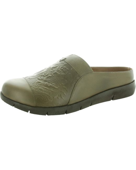 Softwalk® Green Textured Leather Mules