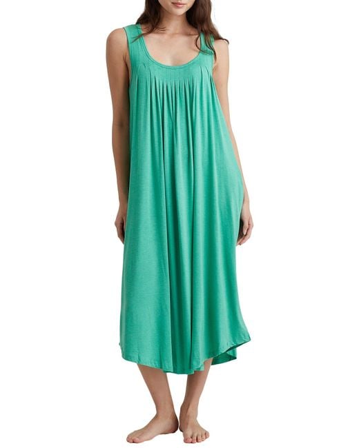 Papinelle Green Pleated Maxi Modal Knit Nightgown