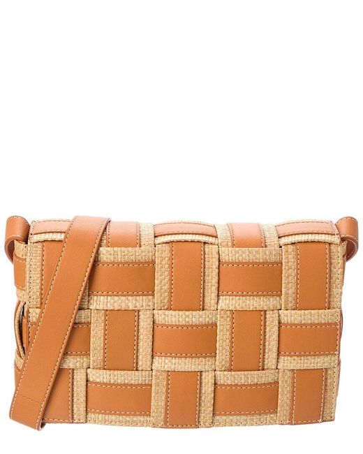 J.McLaughlin Brown Una Leather & Raffia Handbag