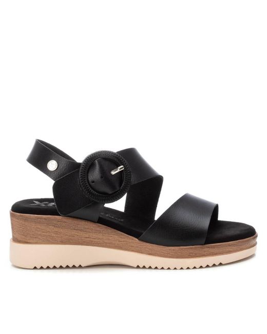 Xti Black Wedge Sandals By