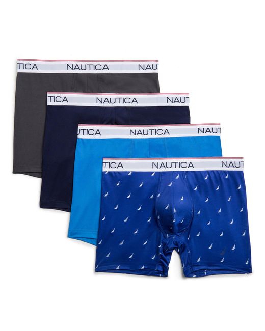 Nautica Synthetic Stretch Performance Boxer Briefs, 4-pack in Blue for ...