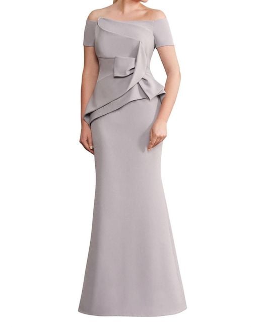 Alexander by Daymor Purple Off Shoulder Mermaid Gown