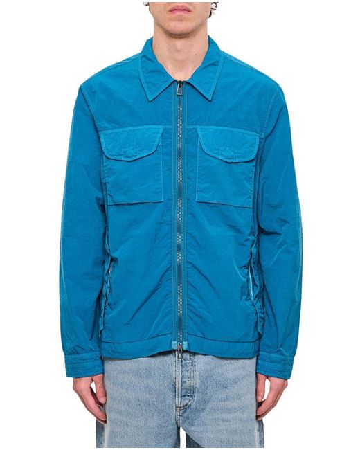 Paul Smith Blue Relaxed Fit Casual Jacket With Double Zipperclassic Collar for men