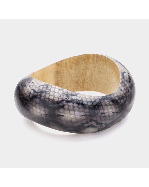 Fashnzfab Metallic Snake Patterned Bangle Bracelet