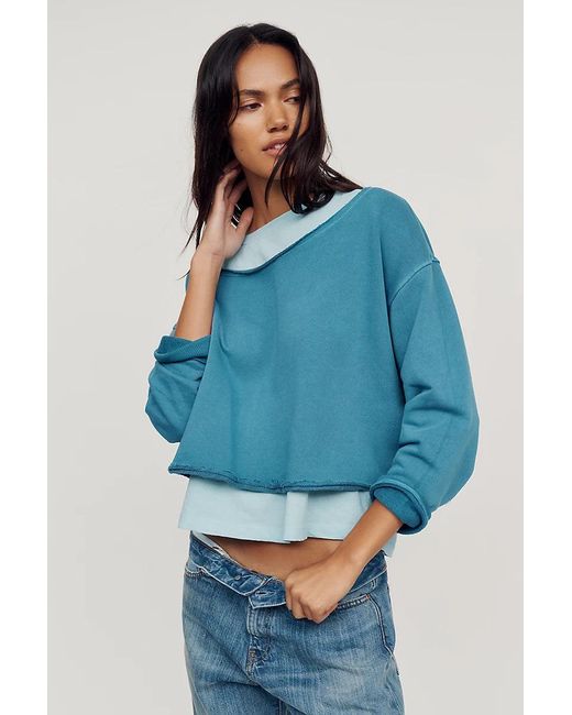 Pilcro Blue Layered Twofer Pullover