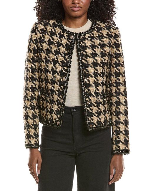 Tahari Black Oversized Houndstooth Jacket