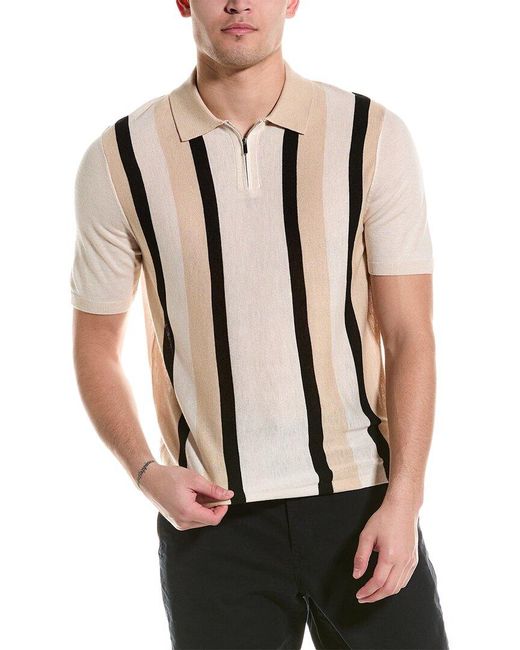 Tahari Natural Vertical Stripe Cashmere-blend Polo Shirt for men