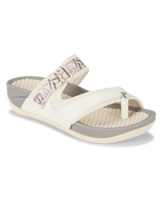 BareTraps White Deserae Faux Leather Slip On Sport Sandals
