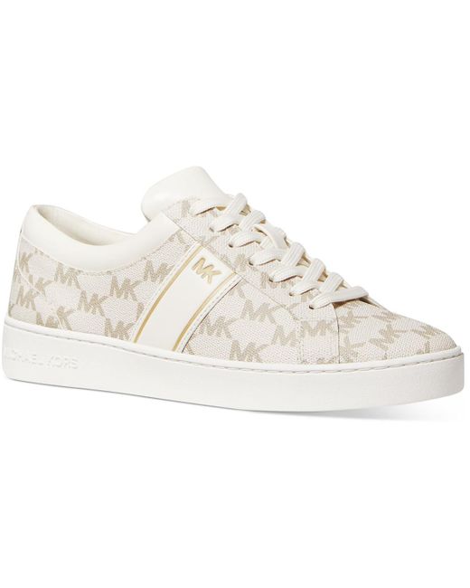 MICHAEL Michael Kors White Juno Stripe Lace Up Logo Lifestyle Casual And Fashion Sneakers