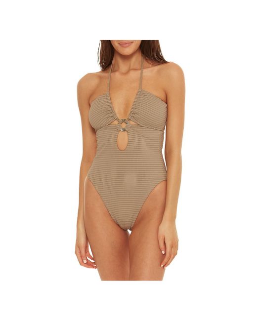 Isabella Rose Brown Cut-out Nylon One-piece Swimsuit