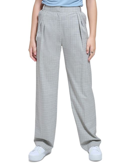 Calvin Klein Blue Pleated Relaxed Fit Dress Pants