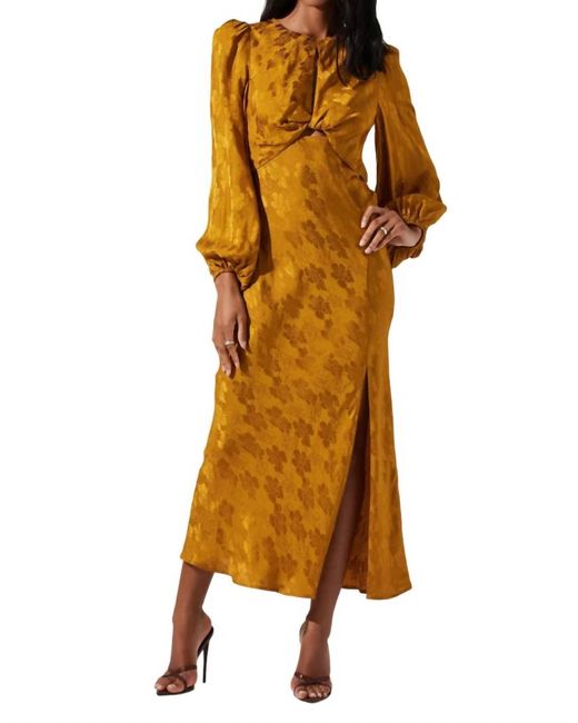 Astr Yellow Suzy Floral Cutout Dress