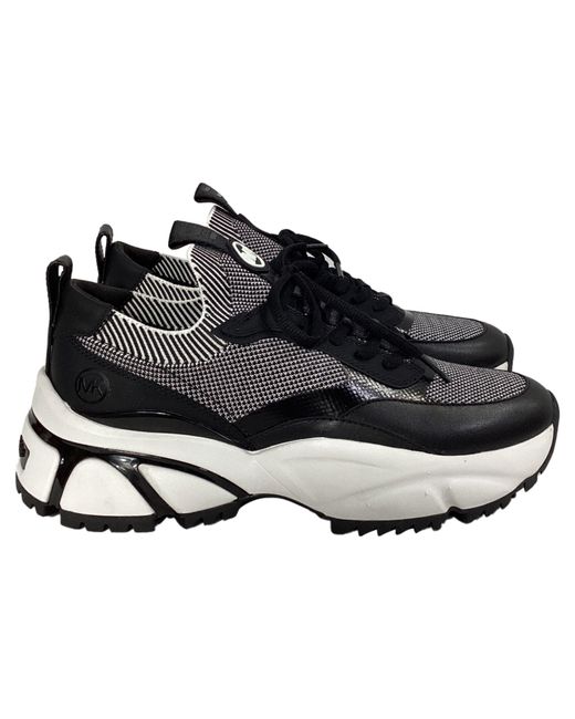 Michael Kors Black Darius Two-Tone Stretch Knit Trainer