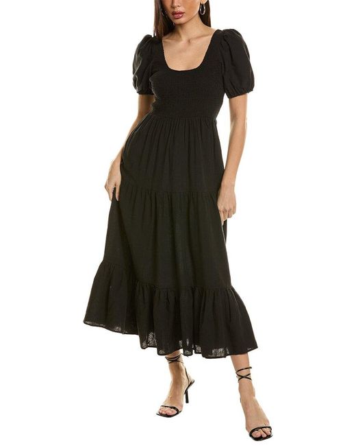 Saltwater Luxe Black Linen Midi Dress