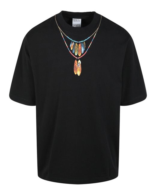 Marcelo Burlon Black Feathers Necklace T-shirt for men