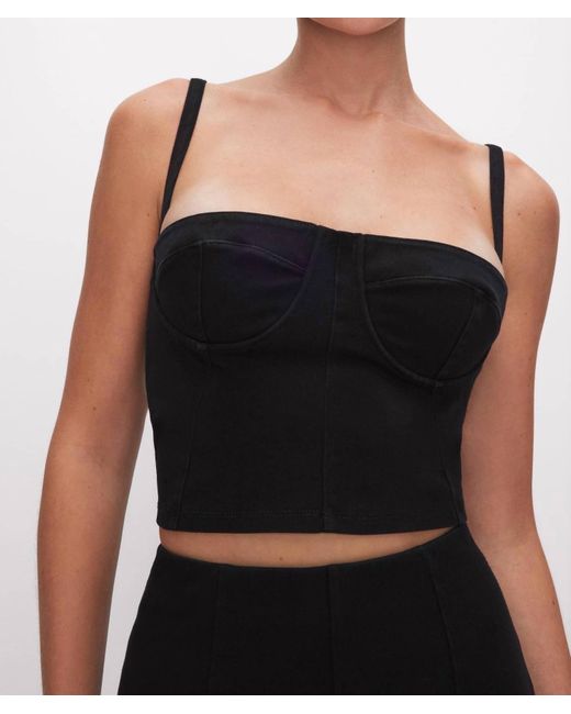 GOOD AMERICAN Black Soft Sculpt Bustier Crop Top