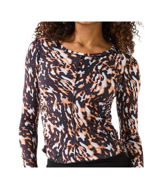 Free People Black Printed Right On Run Long Sleeve Top