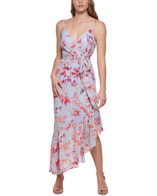 Eliza J Pink Floral Print Polyester Maxi Dress