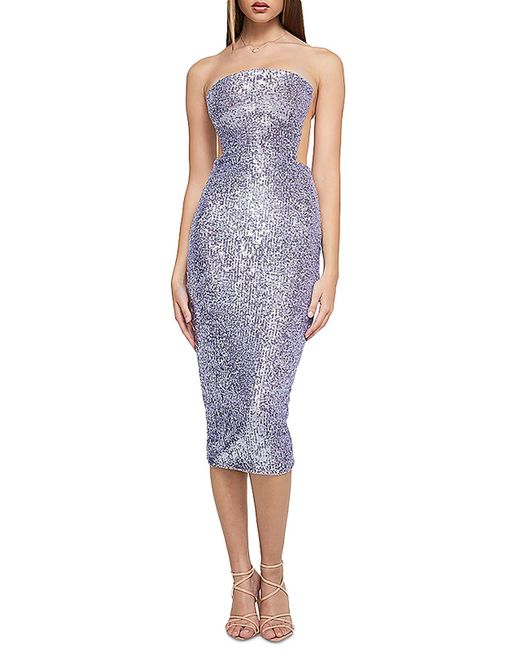 Nookie Blue Lumiere Sequined Midi Cocktail And Party Dress