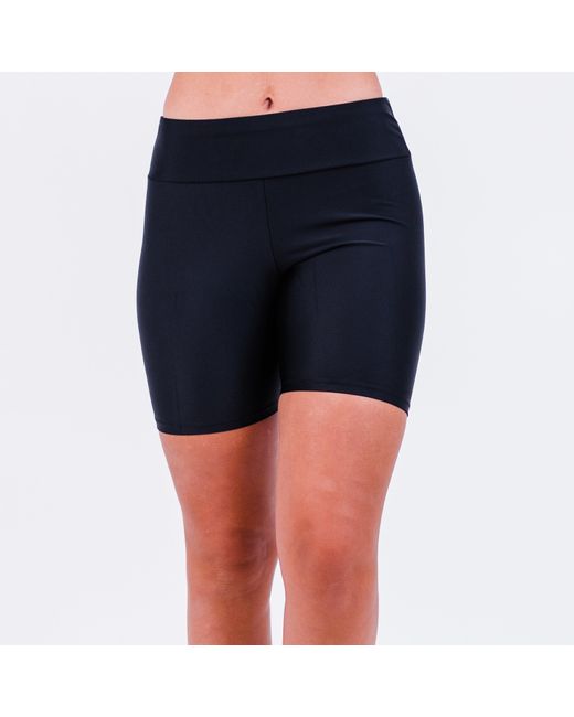 Calypsa Blue High Waisted Mid-Thigh Swim Shorts