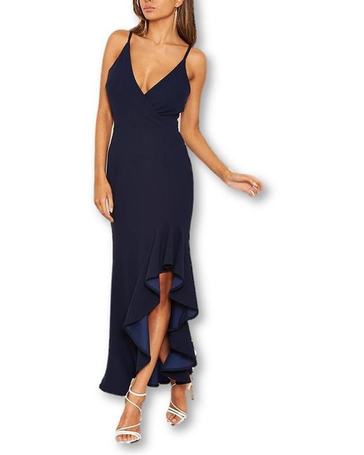 AX Paris Blue Plus Asymmetric Tea Length Evening Dress