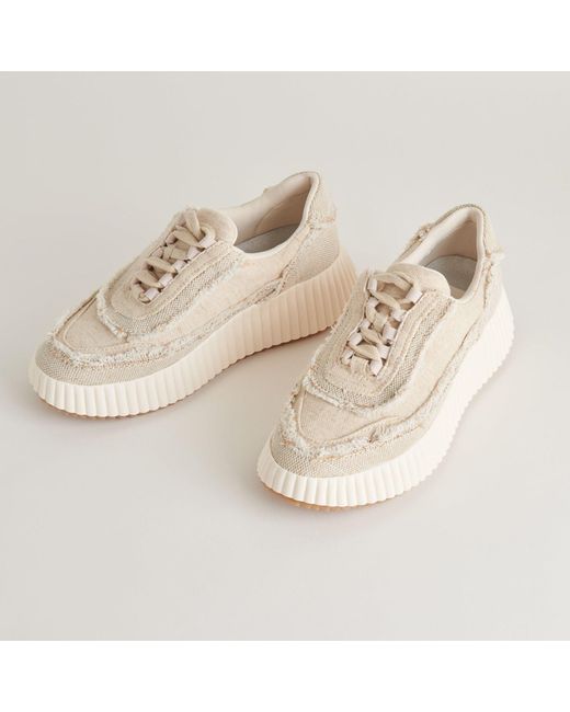 Dolce Vita Natural Dolen Fray Sneakers Sand Canvas