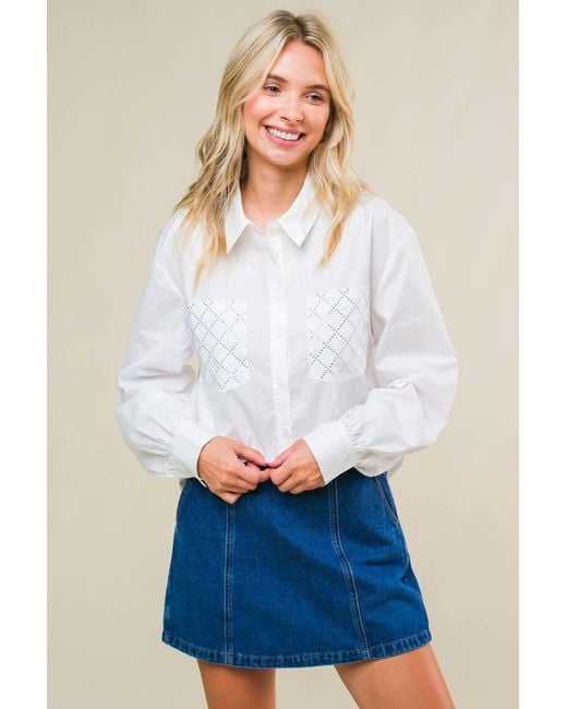 TRUEDAMES White Refined Breeze Button-Up Top