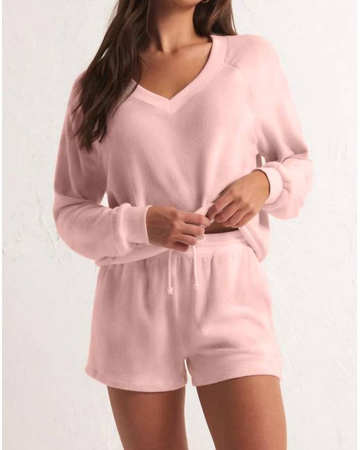 Z Supply Pink Candy Skies Long Sleeve Top