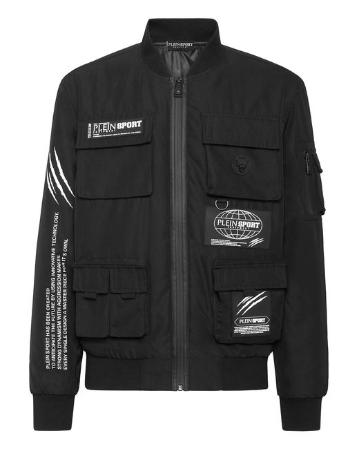 Philipp Plein Black Nylon Bomber for men