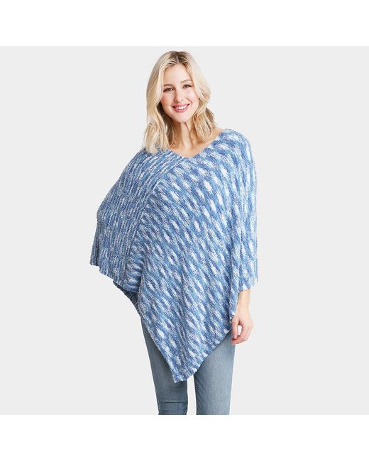 TRUEDAMES Blue Mixed Printed Soft Poncho