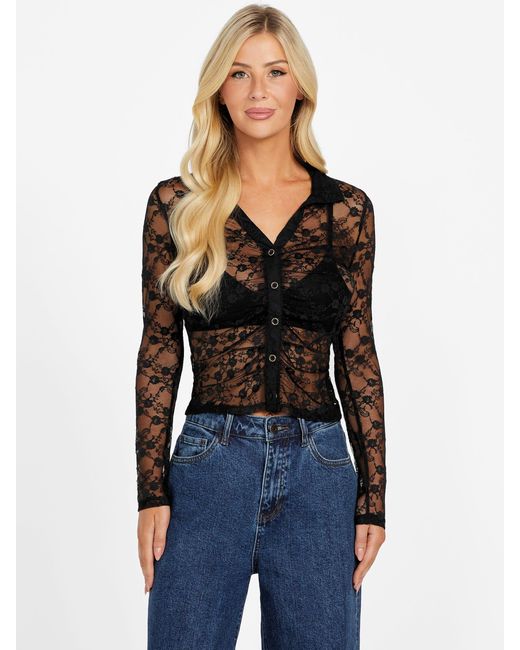 Guess Black Merrie Lace Top