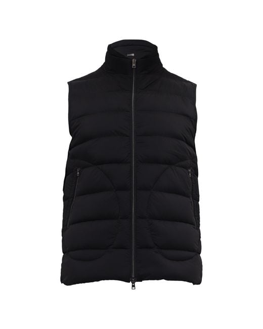 Herno Black Zipped Down Vest Jacket With Pockets for men