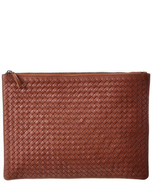Dragon Diffusion Brown Woven Leather Clutch