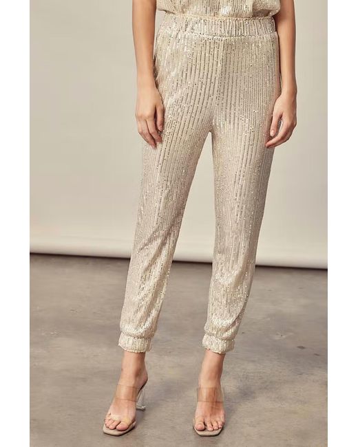 Mustard Seed Natural Time To Shine Sequin jogger Pant