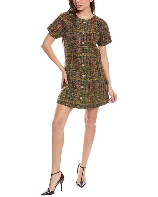 FLORA BEA NYC Green Flores Wool-Blend Shirtdress