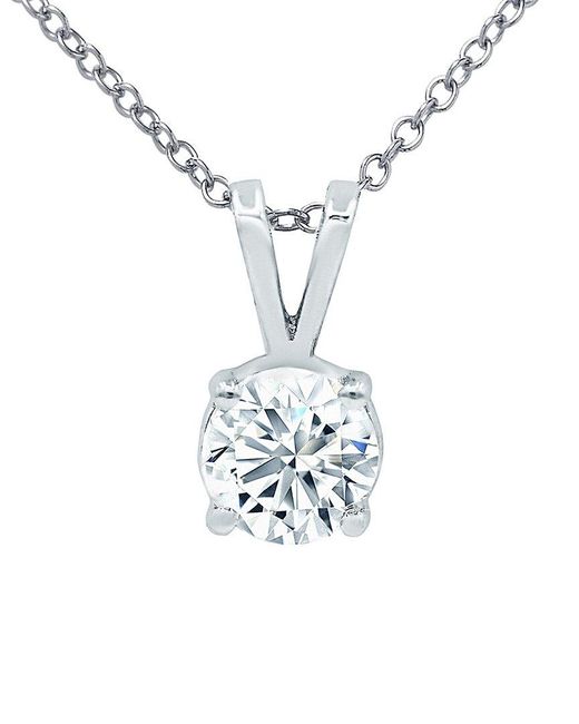 Diana M 14 Kt White Gold Diamond Pendant With One 1.00 Cts Tw Round Diamond
