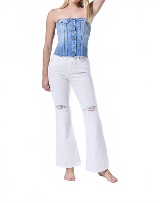 Sneak Peek Blue Flare Denim Distressed Jean