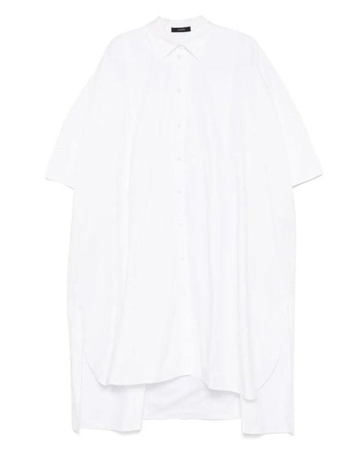 Joseph White Dania Midi Dress With Button Placket And Side Slits