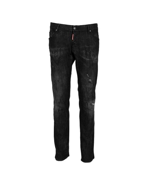 DSquared² Black Tidy Biker Mid-Rise Jeans for men