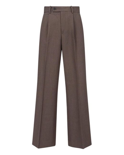 TONYWACK Brown High-Waisted Wide-Leg Trousers With Front Pleats for men
