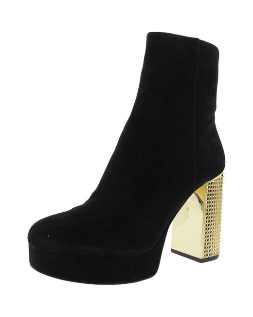 MICHAEL Michael Kors Black 40F4Mxme5S Block Heel Leather Booties