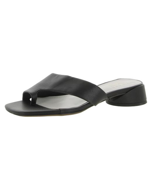 Franco Sarto Black Leria Leather Slip On Slide Sandals