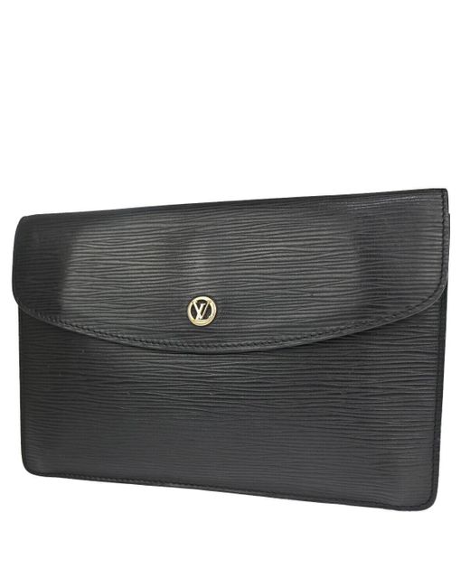 Louis Vuitton Black Montaigne Leather Clutch Bag (pre-owned)