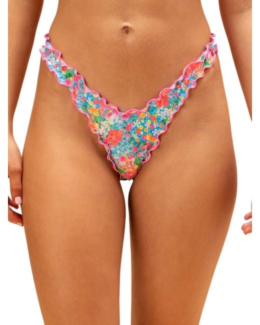 Kulani Kinis Blue Lettuce Edge Thong Bikini Bottom